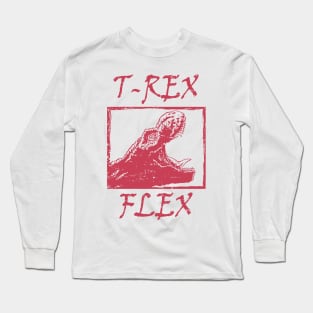 T-Rex Flex Dino Distressed Retro Red Long Sleeve T-Shirt